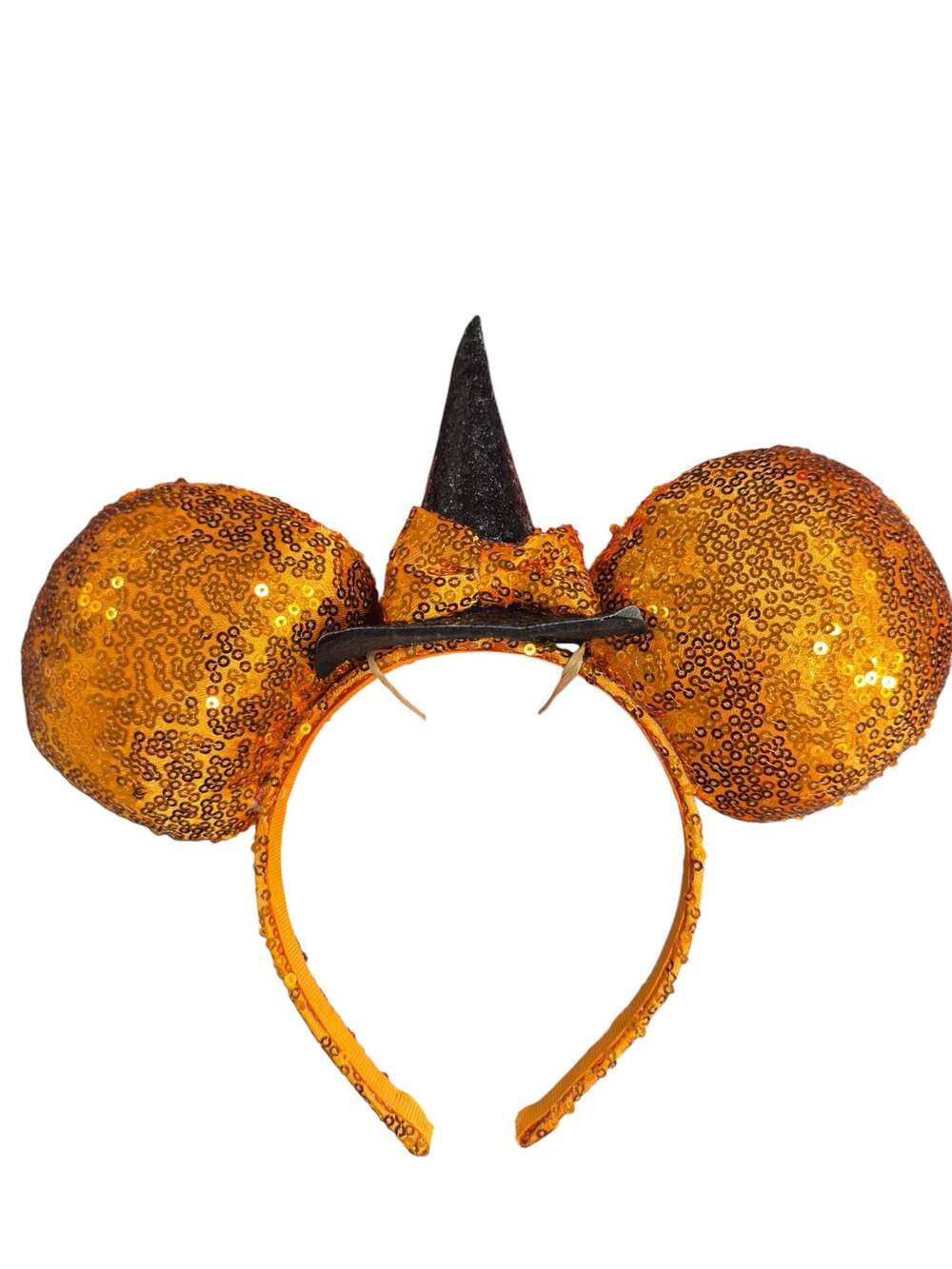 Disney Minnie Mouse Halloween Orange Sequin Witch Hat Headband